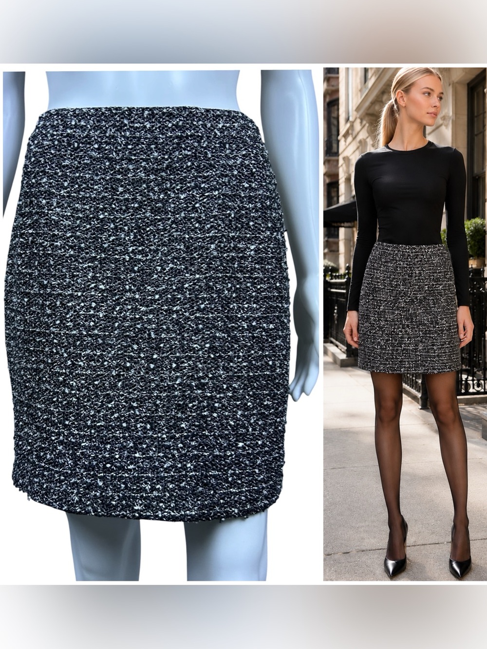 Vintage St. John Collection Tweed Knit Mini Skirt Size 6 Pull On USA Minimalist